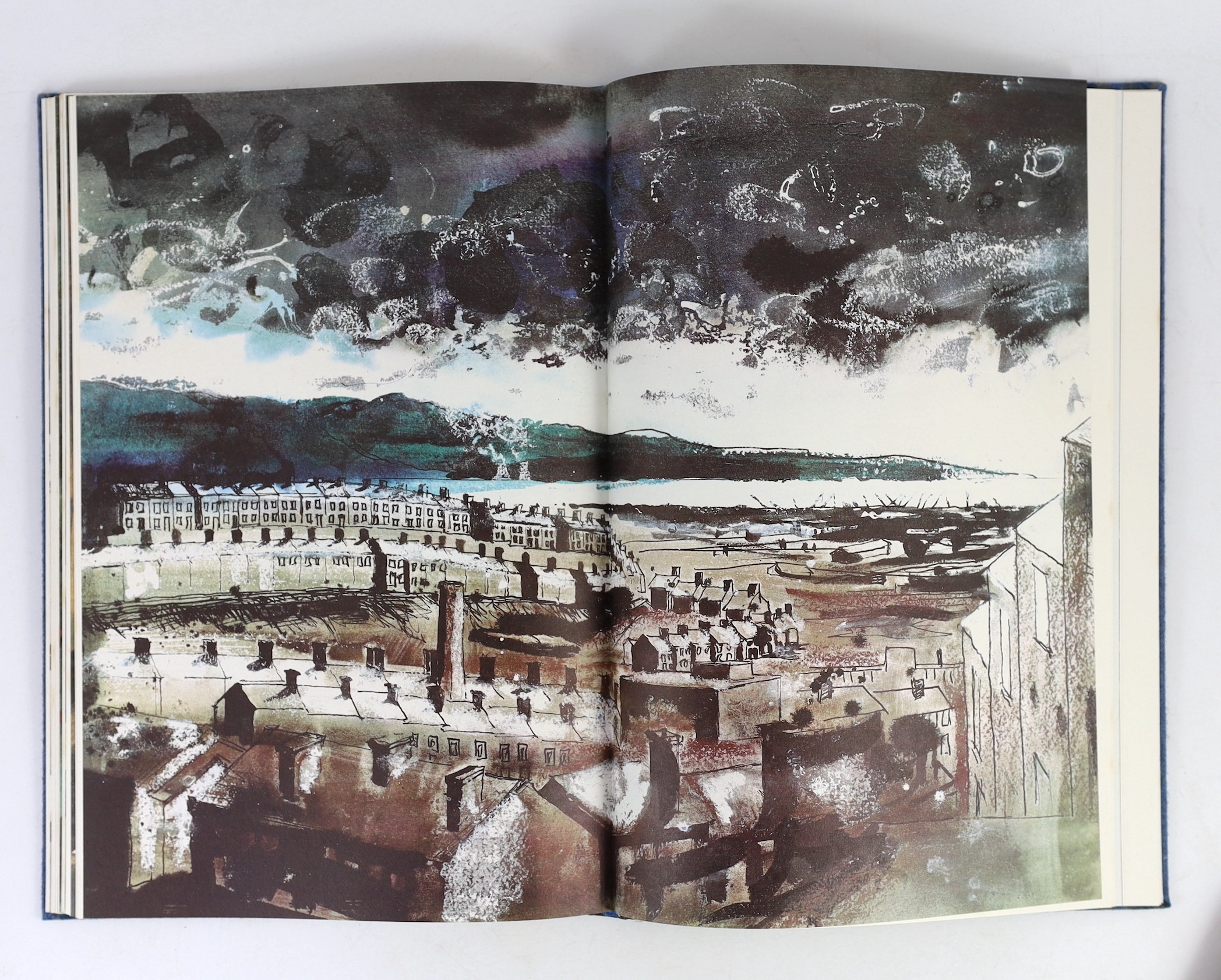 Thomas, Dylan - Deaths and Entrances, one of 250, illustrated by John Piper with coloured frontis and 7 double page plates, folio, blue quarter morocco cloth covered boards, Gwasg Gregynog, Newtown, 1984, in slip case.